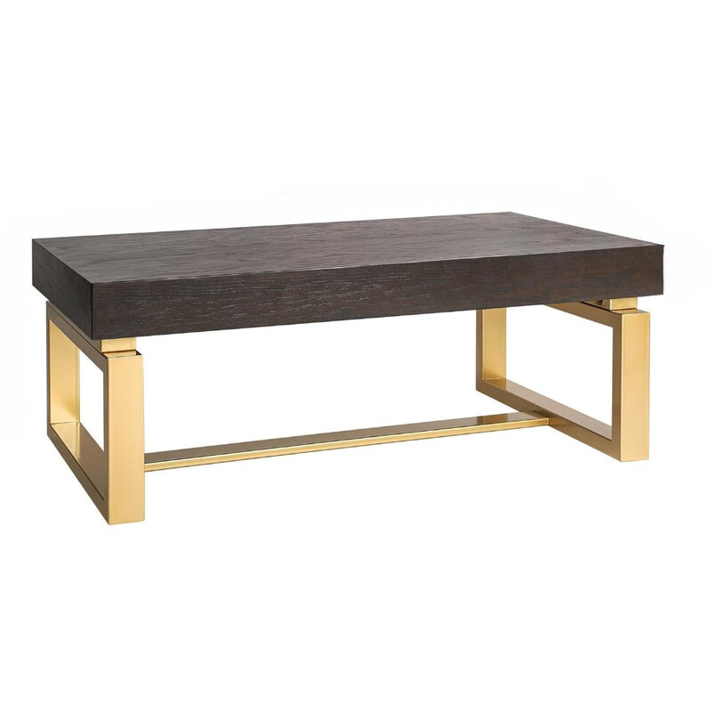 Modern Farmhouse Rectangle Wood Tabletop With Gold Legs Coffee Table Coffee Tables for Living Room 42”L Furnitures Furniture