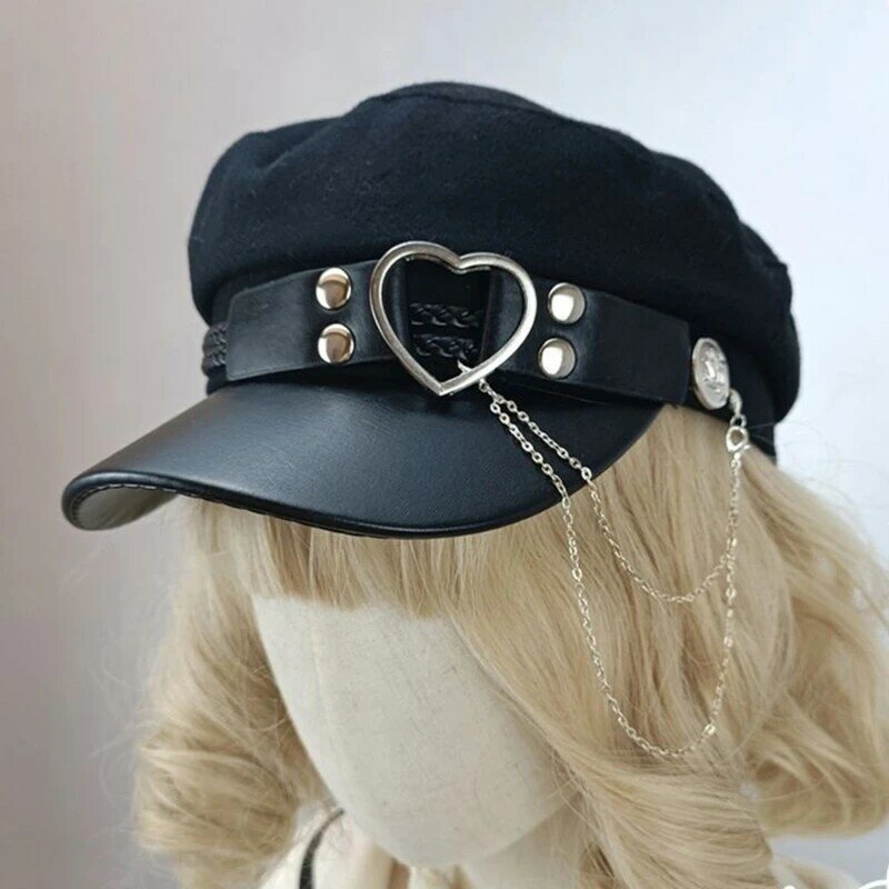 Lolita-chapéu festa para meninas, boina feltro, y2k, steampunk, chapéu octogonal para adolescentes, meninas,