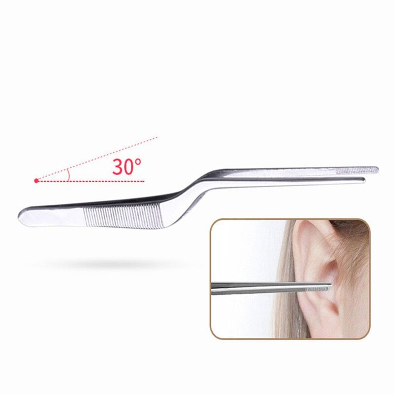 Silver Professional Stainless Steel Ear  Wax Removal Oral Cleaner Ear Care Tools Ear Cleaning Clip Nail Clip Ear Tweezer