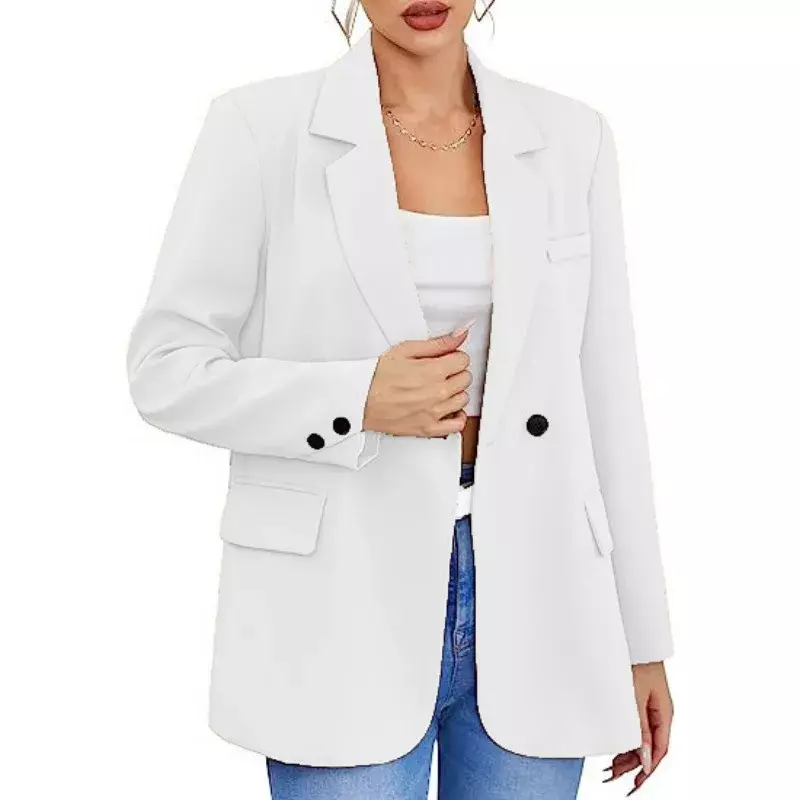 Frauen Herbst Blazer einfarbig Revers Single Button Cardigan warme formale V-Ausschnitt plus Größe Büro Dame Business Anzug Mäntel S-5XL