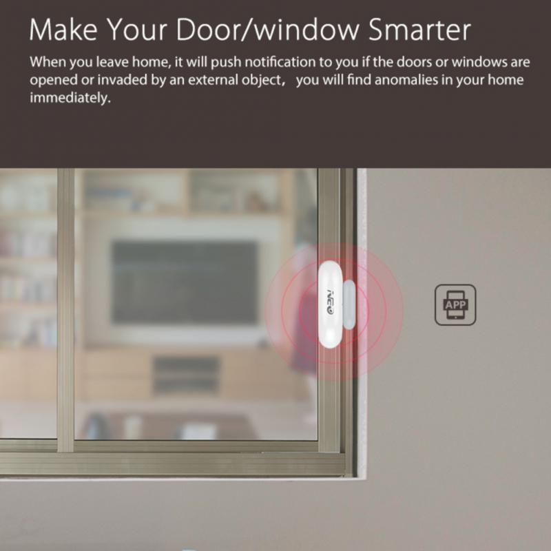 Tuya-Sensor de puerta y ventana Wifi, Monitor Detector de apertura/cierre, Control remoto, protección de seguridad, Smartlife, compatible con Alexa y Google