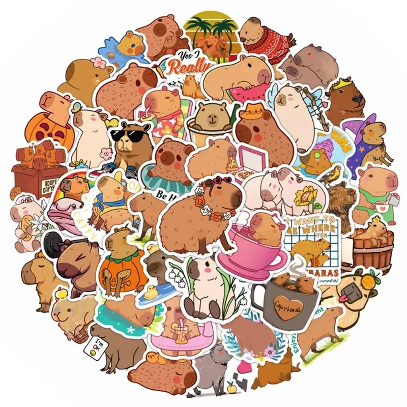 10/30/50PCS New INS Capybara Animal Stickers Cartoon Creative Animation iPad Desk Luggage  Chair Decoration Waterproof Wholesale