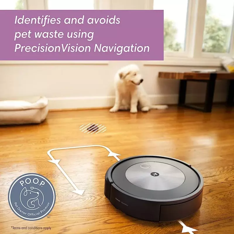 Robot aspirateur connecté iRobot Roomba j7 (7150), Wi-Fi, identifie les obstacles, comme les déchets et les cordons d'animaux, cartographie intelligente