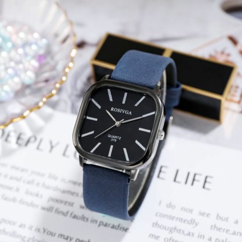 Relógio de quartzo casual com mostrador grande masculino e feminino, pulseira de couro, relógio de pulso minimalista, moda estudantil
