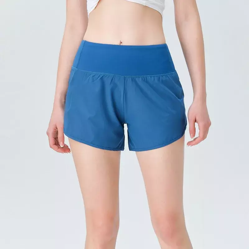 Shorts esportivos de secagem rápida respiráveis para mulheres, ioga, fitness, maratona, corrida, secagem rápida, anti-desajeitado, logotipo impresso