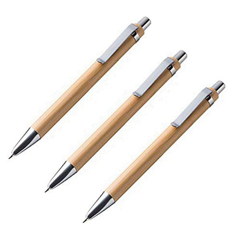 Bolígrafo de bambú de 100 piezas, bolígrafo de contacto, suministros escolares y de oficina, suministros de escritura, regalos (tinta azul y negra)