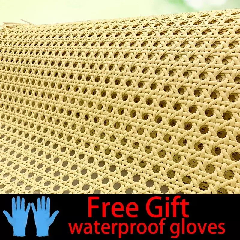 Yellow Coffee Primary Color Vinyl Cane Webbing Wicker Grid Rattan Roll Weaving Material for Chair Cabinet Furniture Decor Hot