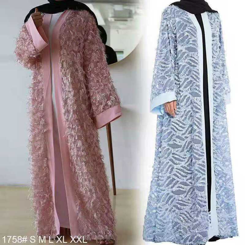 Wepbel-ropa islámica Abaya abierta musulmana para mujer, cárdigan con borla de moda de Ramadán, gran Swing, caftán de fiesta Eid, Abaya