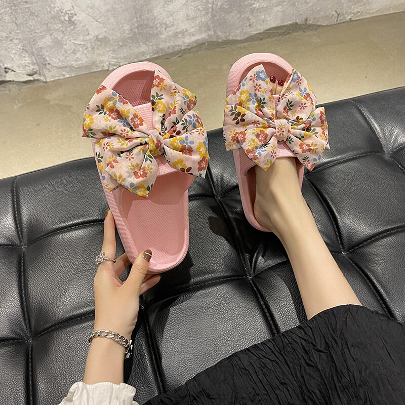 Comemore Woman Slipper Solid Sandals Summer Female Shoes Plus Size Butterfly-knot Slippers Women Slides Outdoor Beach Non-slip