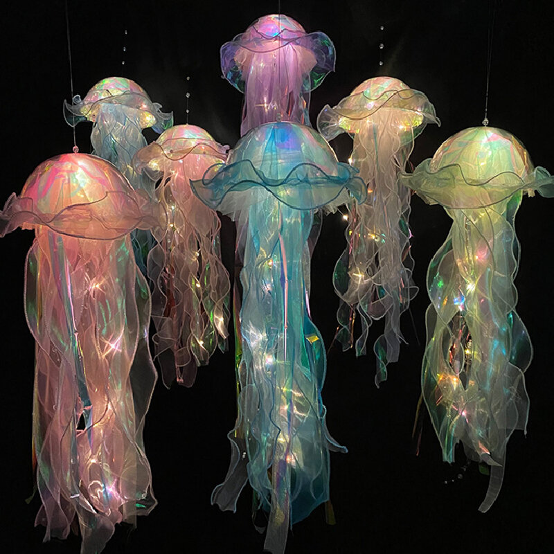 3D Jellyfish Lâmpada LED Night Light Battery Powered Quarto Atmosfera Noite Lâmpada Home Decoração Luzes Presente de Aniversário para Crianças