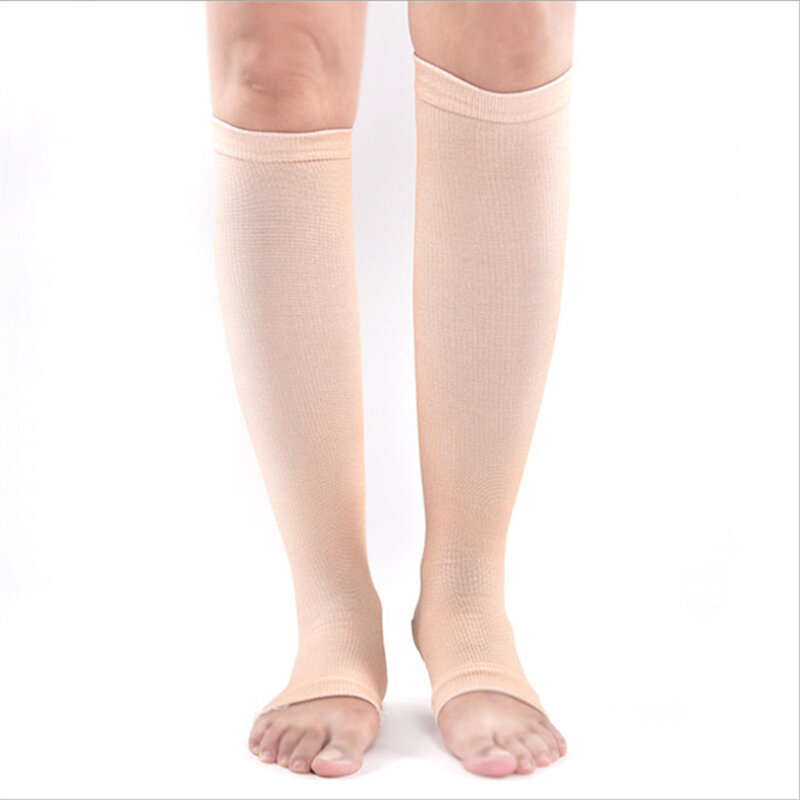 Meias de compressão elástica para varizes perna mais quente meia médica manga de bezerro alívio da fadiga 1 par