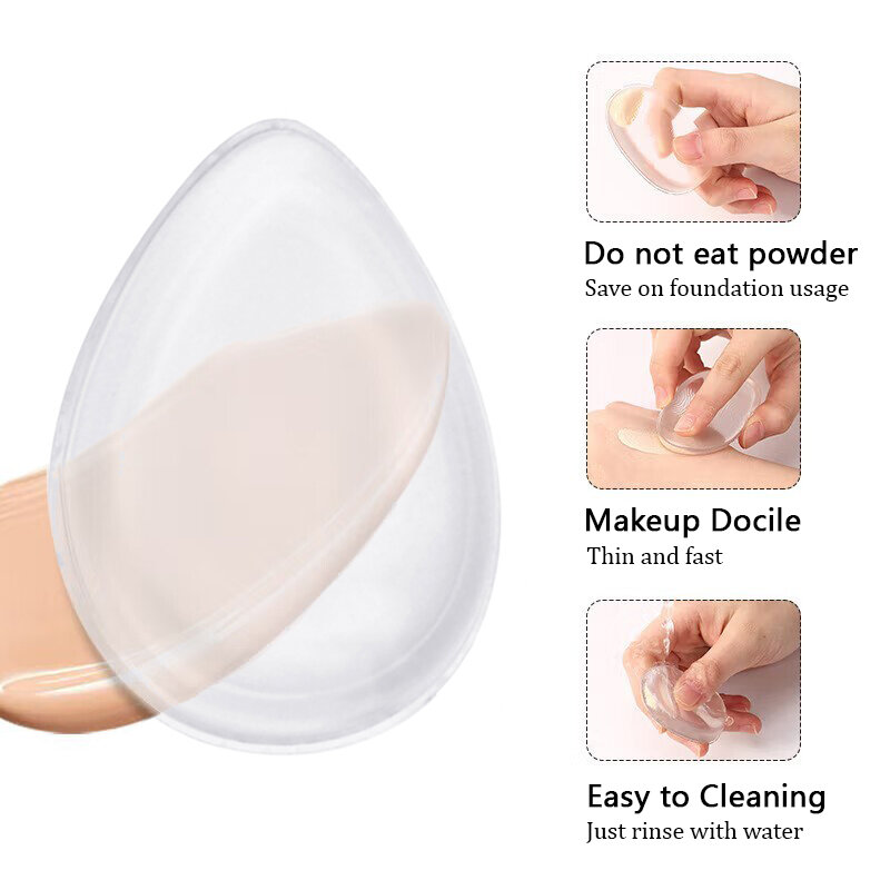 Esponja de silicona transparente para maquillaje, maquillaje de invisibilidad, corrector facial, base de resaltado, herramienta de maquillaje, licuadora de cosméticos