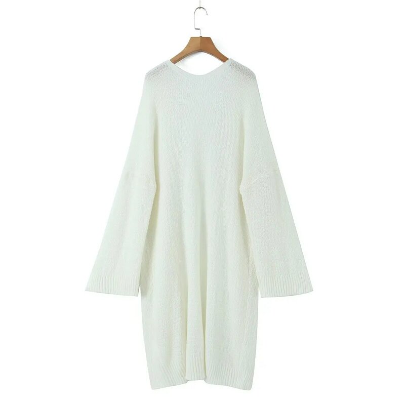 2023 jesień dobrej jakości ubrania damskie kardigan Plus rozmiar biały brzoskwiniowy delikatny średniej długości wełniany sweter z dzianiny krzywa damska N8565