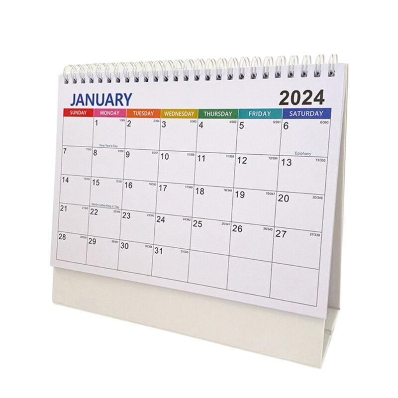 Kalender meja Mini bulanan 2024, kalender meja berdiri Flip kalender meja kantor rumah jadwal harian
