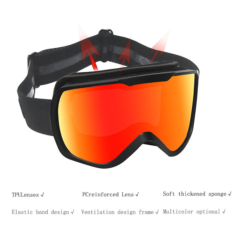 Outdoor dupla camada anti-nevoeiro grande pilar esqui óculos, homens e mulheres óculos, equipamento de esqui, neve, novo, 2022