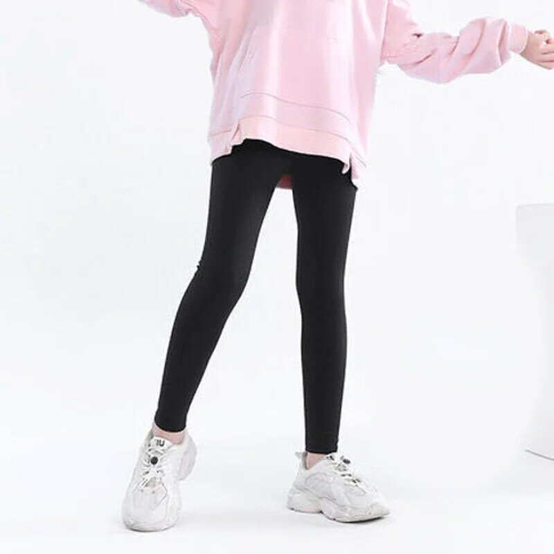 Autumn Solid Kid Leggings Girl Thin Tights Sweatpants 2+y Child Casual Ankle Length Pants Spring Toddler Skinny Cropped Trousers