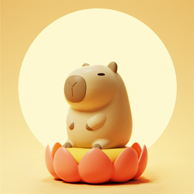 Cute Capybara Night Light USB Rechargeable Timing Dimming Sleep Night Lamp Silicone LED Nursery Lights for Children Room Decor