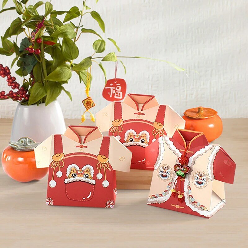 Confezione regalo di capodanno da 5 pezzi per caramelle biscotto al cioccolato torrone biscotto scatole da imballaggio per panetteria scatola di imballaggio in stile abbigliamento