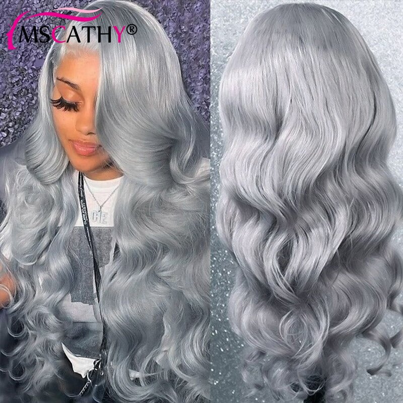 Body Wave Human Hair Wigs 13x4 Transparent HD Lace Front Wig Grey Brazilian Wigs on Sale with Baby Hair