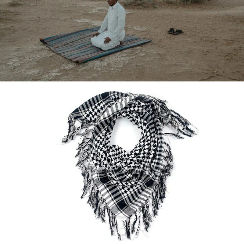 حجاب كوفية أنيق للبالغين مع نمط شبكي للحجاب العربي التكتيكي N7YD