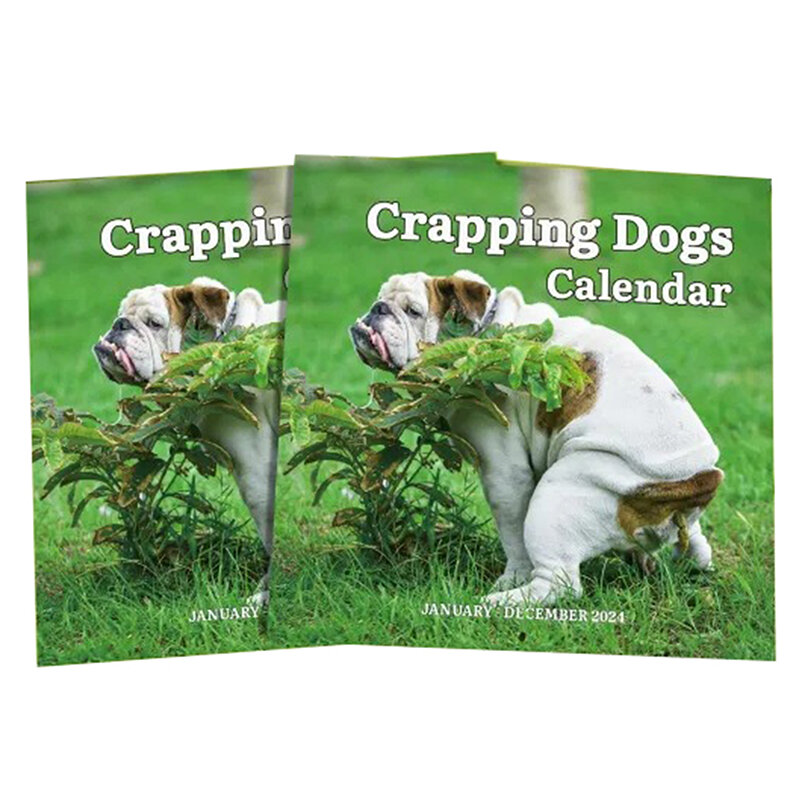 2024 Wall Calendar 12 Monthly Pooping Dogs Calendar Funny Dog Calendar Gag Gifts, Home Wall Decoration Perfect Christmas Gift