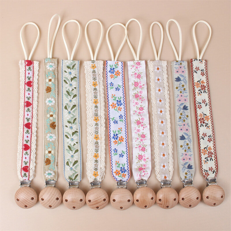 Hand-embroidered Baby Chain Clip Baby Supplies Anti-drop Pacifier Chain Sweet Lace Pacifier Chain Clip Pacifier Accessories