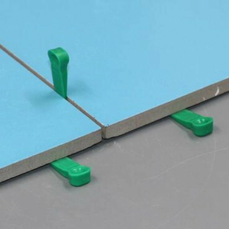 100 buah pembuat jarak ubin plastik dapat digunakan kembali klip pemosisian dinding lantai ubin alat level dinding penyesuaian ubin Wedges tangan