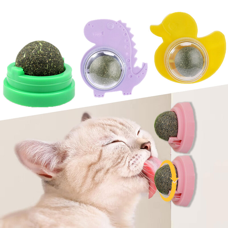 Catnip Wall Ball Cats Toys Rotatable Licking Natural Catnip Toy Teeth Cleaning Freshen Breath Remove Hair Balls Cat Accessories
