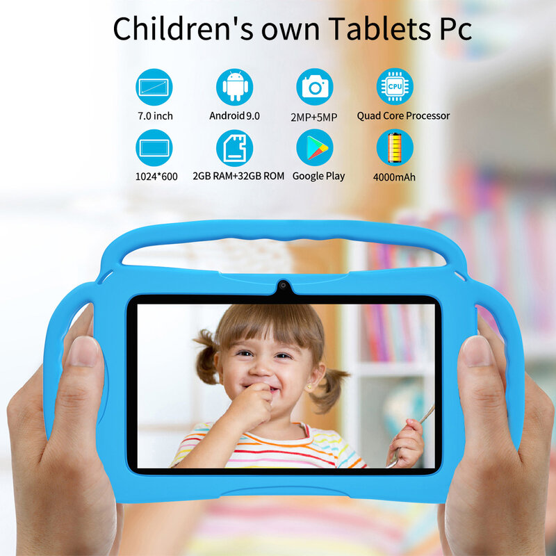 Sauenaneo 2024 Oryginalny nowy tablet dla dzieci 2 GB RAM 32 GB ROM Odpowiedni dla małych dzieci Android 9.0 4000 mAh Bateria