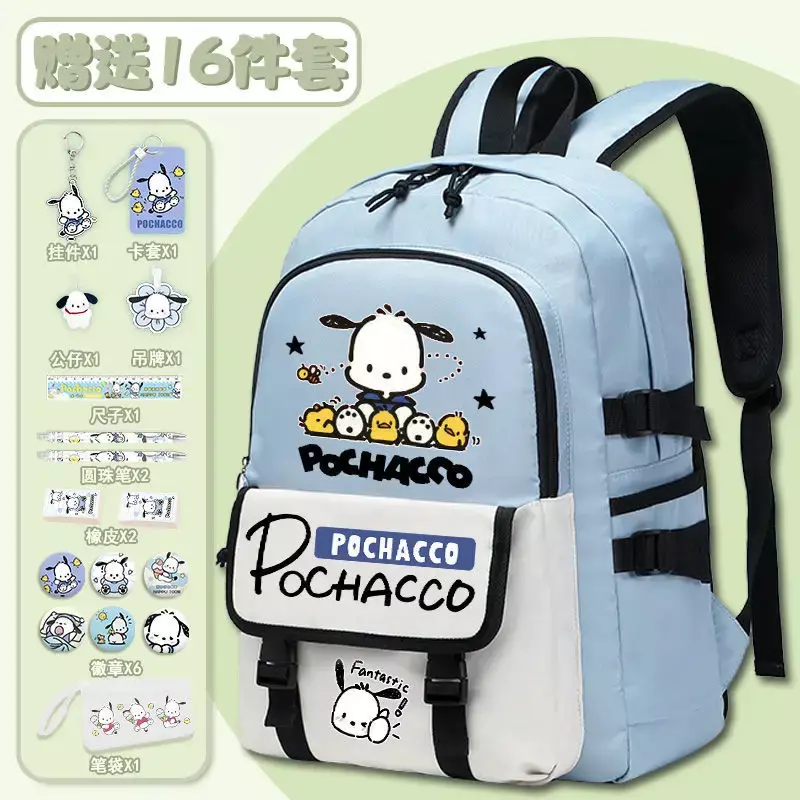 Sanrio-mochila escolar de gran capacidad para hombre y mujer, morral impermeable con dibujos animados, ideal para estudiantes
