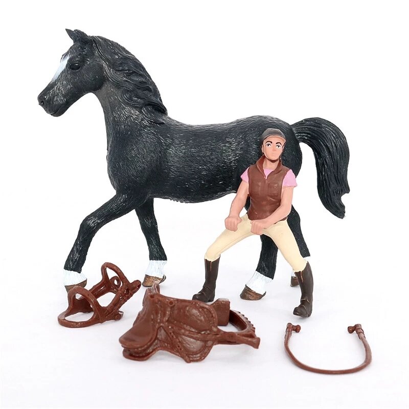 Equestrian Knight Rider Toy para crianças, figura de ação cowboy ocidental, modelo animal, decoração de boneca, presente de Natal, novo