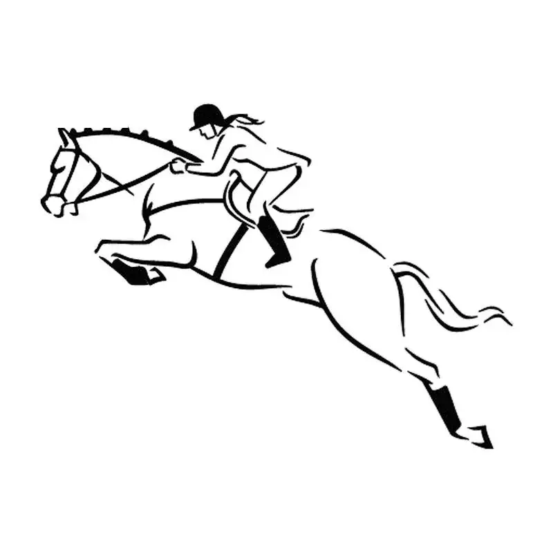 Pferderennen Polo springen Pferd dekorative Aufkleber kreative Cartoon Auto Aufkleber Zubehör schwarz/weiß, 17cm * 12cm