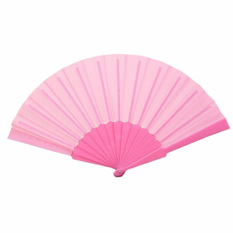 Portable Folding Fan Plain Plastic Cloth Hand Fan Chinese Elegant Fabric Hand Fan for Weddings Travel Party Dancing Cosplay