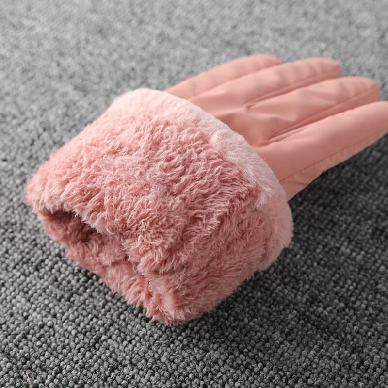 Fleece Women's Winter Gloves Warm Cotton Filled Thickened Windproof Cold Gloves Touch Screen Girls Winter Mittens