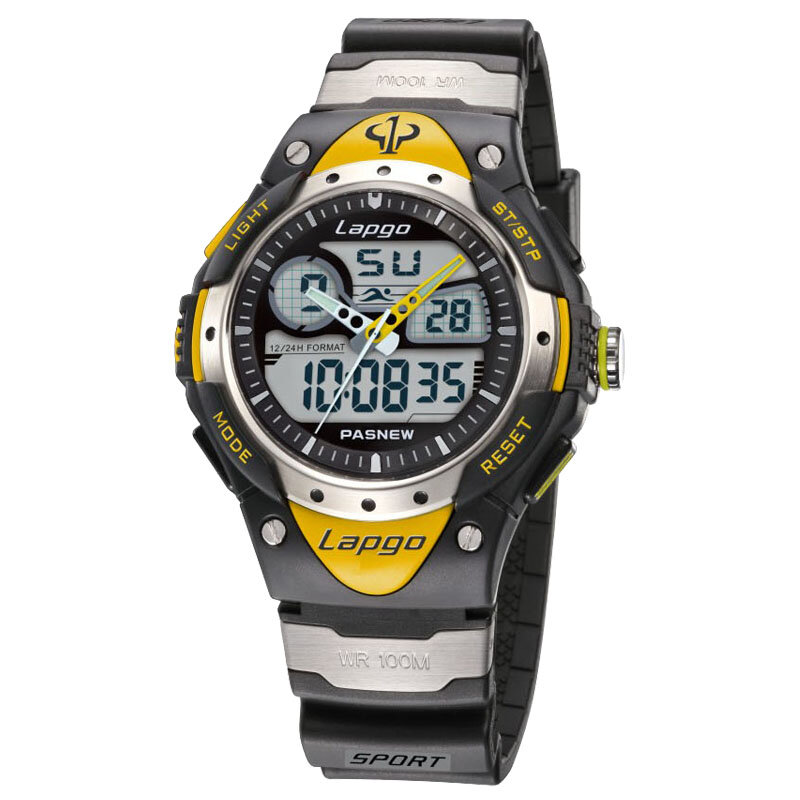 PASNEW-최고 브랜드 전문 스포츠 시계, 듀얼 디스플레이 아날로그 디지털 쿼츠 시계, 100 미터 방수 다이빙 시계