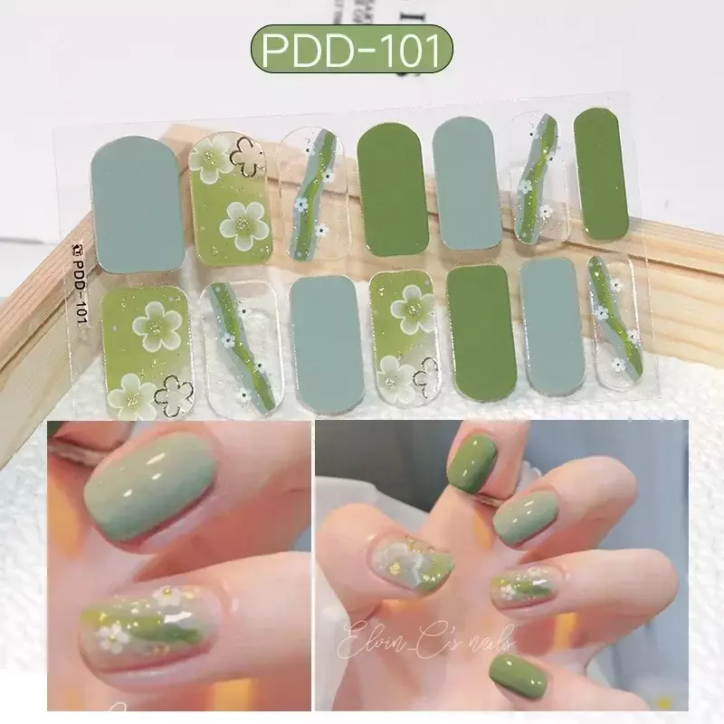 1PC Gel Nail Sticker Patch Slider Flower Gradient Color Back Glue Full Cover Waterproof Gel Nail Sticker UV Lamp Curing Manicur