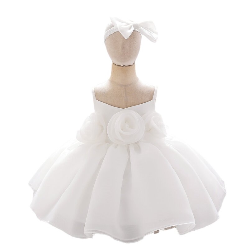 Baby Dress New 3D Flower Little Princess Dress Hosting Piano Performance Dress Baby Dress