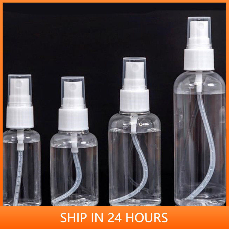 Commercio all'ingrosso 50 pz 100 pz 10ml 50ml 100ml bottiglia Spray di plastica trasparente vuota contenitori per nebbia Fine atomizzatore bottiglia alcool 2 #1