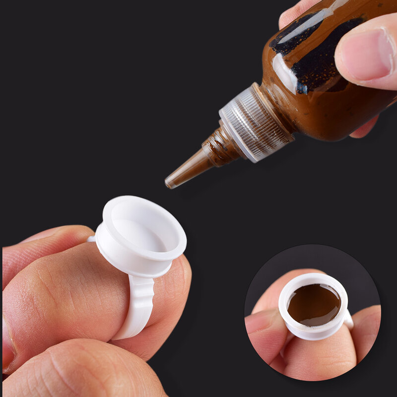 100pcs S/M/L Disposable Tattoo Ink Rings Cups Eyebrow Lip Tattoo Pigments Holder Ring Container Permanent Makeup Accessory Tools