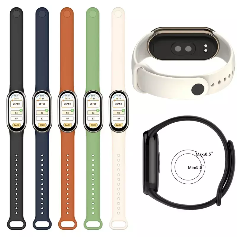 حزام سيليكون لشاومي مي باند 8-8 NFC ، استبدال حزام رياضي ، سوار Miband8 ، سوار ساعة ذكي مقاوم للماء ، إكسسوارات ساعة