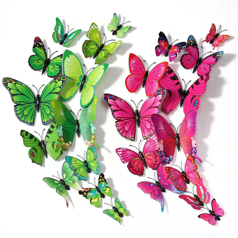 12 stücke 3D-Effekt Gradient Schmetterlinge Wanda uf kleber Wohnzimmer Hochzeit Aufkleber Schmetterling für Geburtstag Wohnkultur diy Party Aufkleber