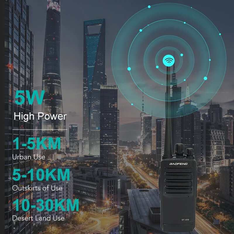 Портативная рация Baofeng BF-A68 5W UHF 400-470 МГц 1800 мАч, рация высокой мощности, 16-канальный приемопередатчик, портативное FM-радио на большие расстояния CTCSS