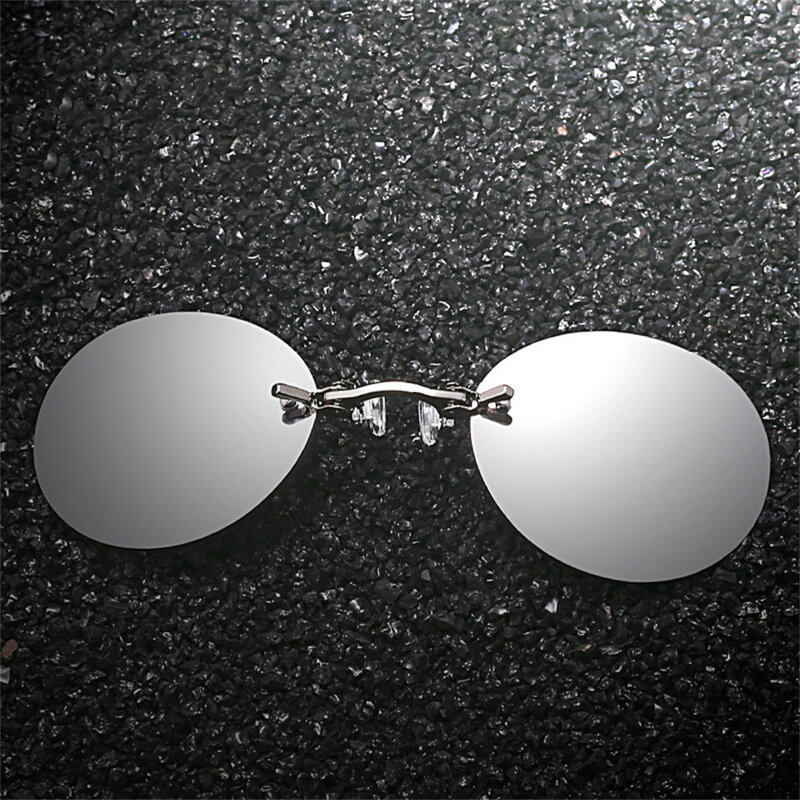Matrix Morpheus gafas de sol redondas sin montura con Clip para la nariz, gafas de conducción Vintage para hombres, UV400