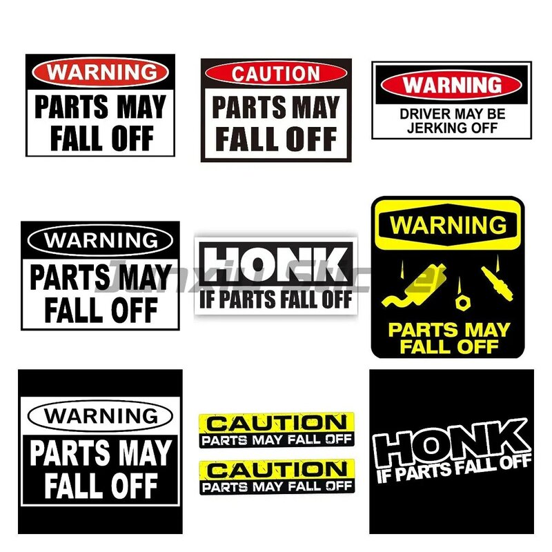 Cool Warning Parts May Fall Off Decal PVC Car Stickers