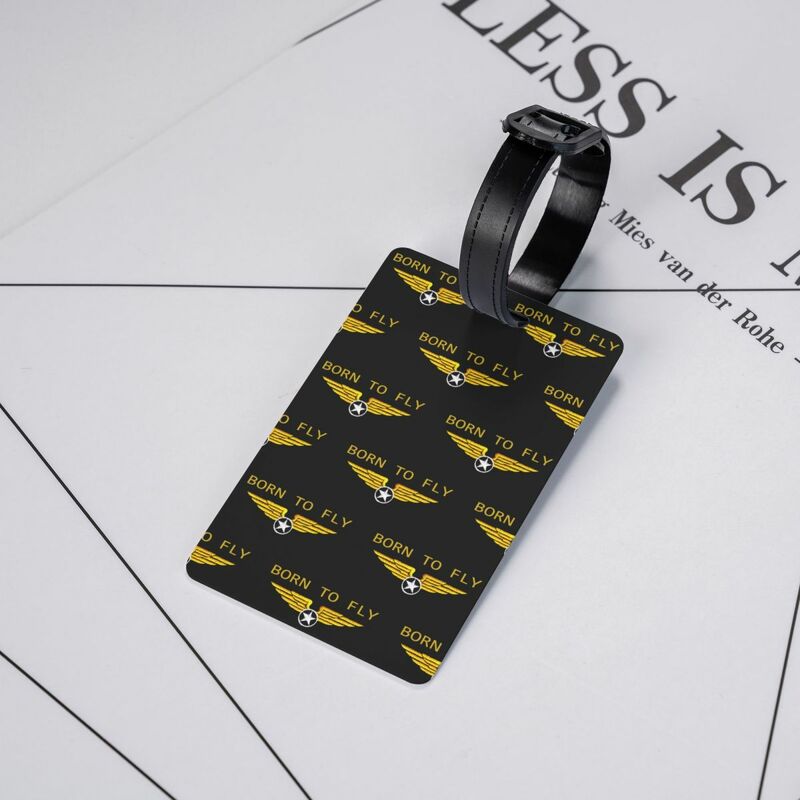 Born To Fly Flight Pilot Luggage Tag Custom Flying Aviation Aviator Baggage Tags Privacy Cover ID Label