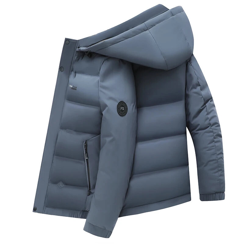 남성용 데일리 따뜻한 방풍 파카 코트, 하이 퀄리티 아웃웨어, 단색 캐주얼 후드 재킷, 패션 브랜드, 가을, 겨울, 2024