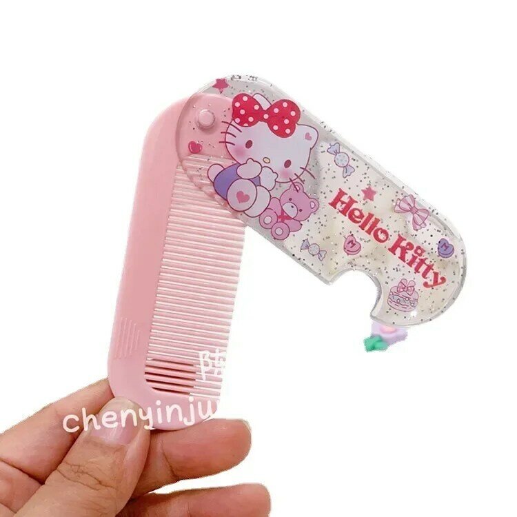 Sanrio mini carry pente anime hellokitty mymelody kuromi cinnamoroll cartonn bonito plástico cabelo alisamento pente meninas presente