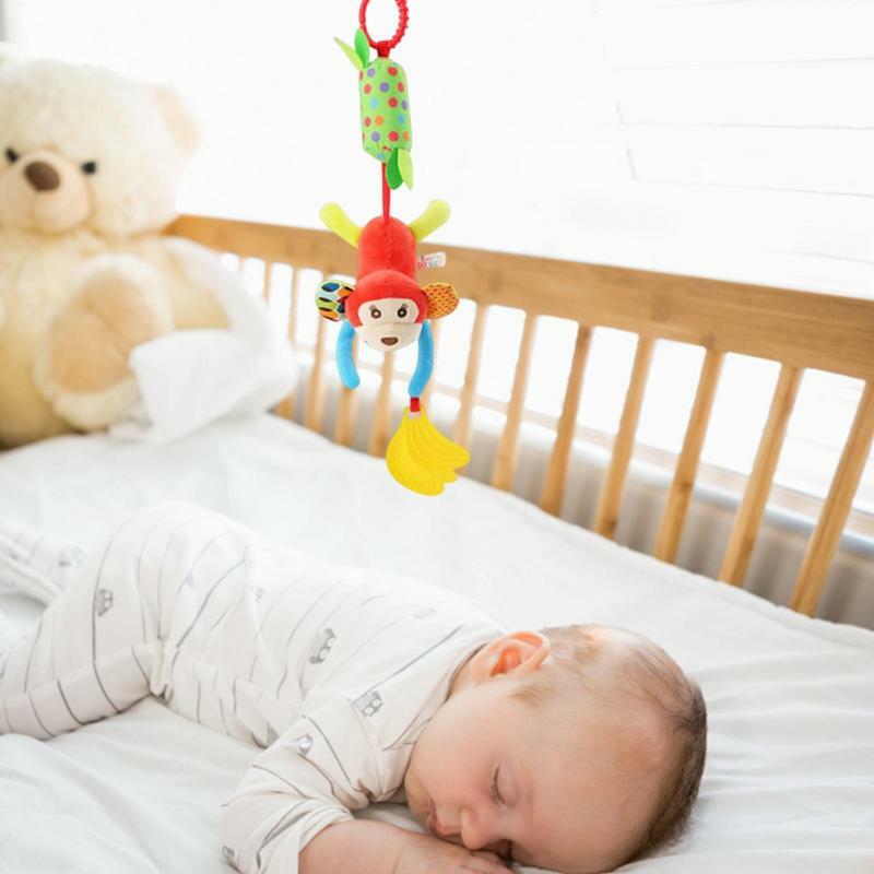 Kerincingan lembut untuk bayi, kerincingan boneka hewan lembut dengan suara Teether untuk perkembangan pegangan tangan mainan bayi