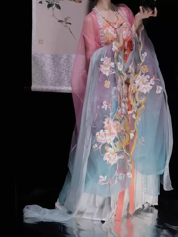 Chinese Hanfu Jurk Vrouwen Cosplay Kostuum Feest Outfit Tang Dynastie Oude Chinese Borduurwerk Gradiënt Hanfu Jurk Plus Size Xl