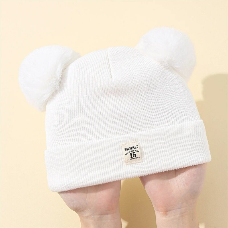Bmnmsl Baby Beanie Hat Soft Winter Warm Double Pom Toddler Knit Hat Infant Crochet Hat Skull Cap for Boys Girls